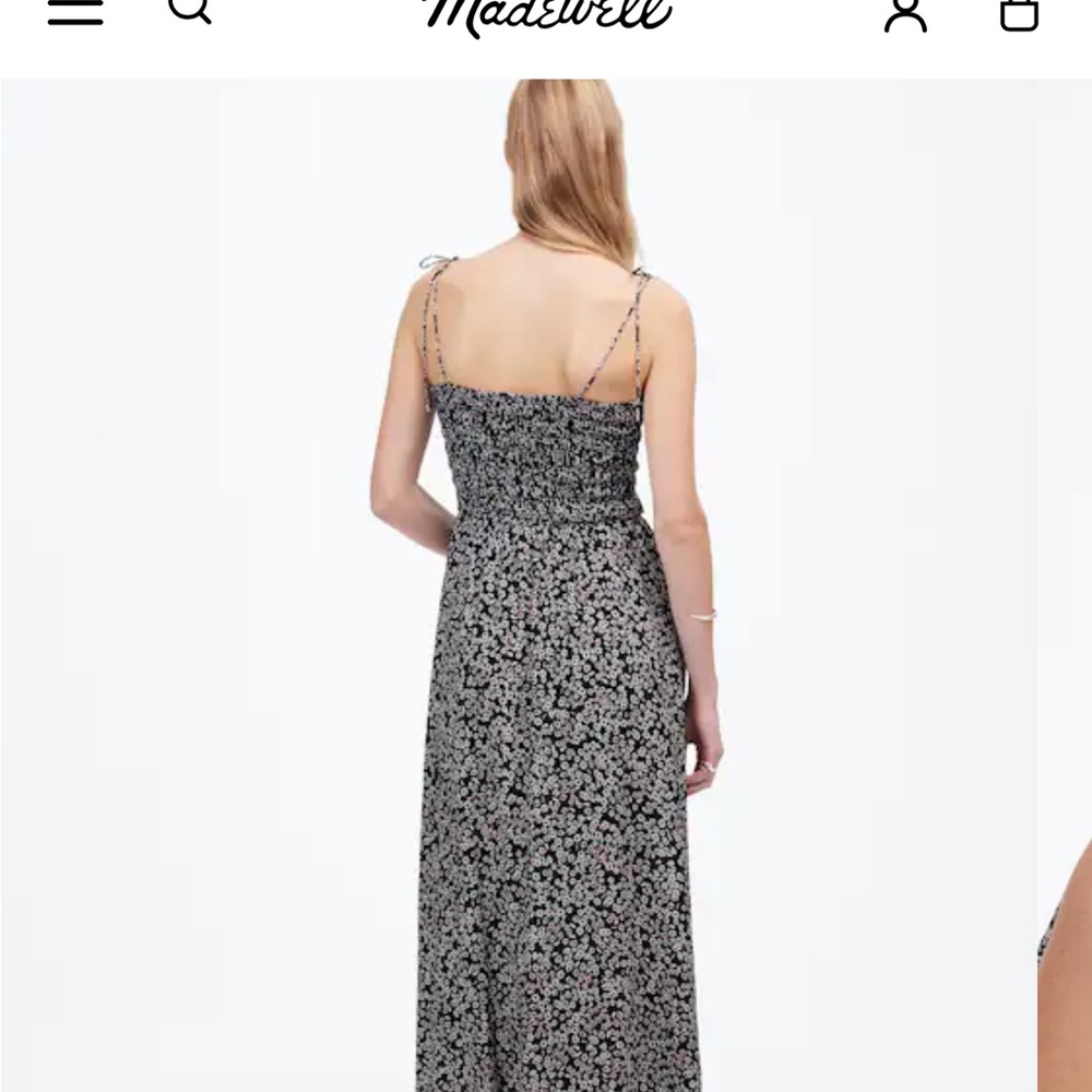 Madewell Black Maxi Dress with Pink Floral Print size 2 Price $158 - Picture 2 of 7
